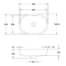 Sub 493mm Matte White Oval Undermount Basin with Overflow